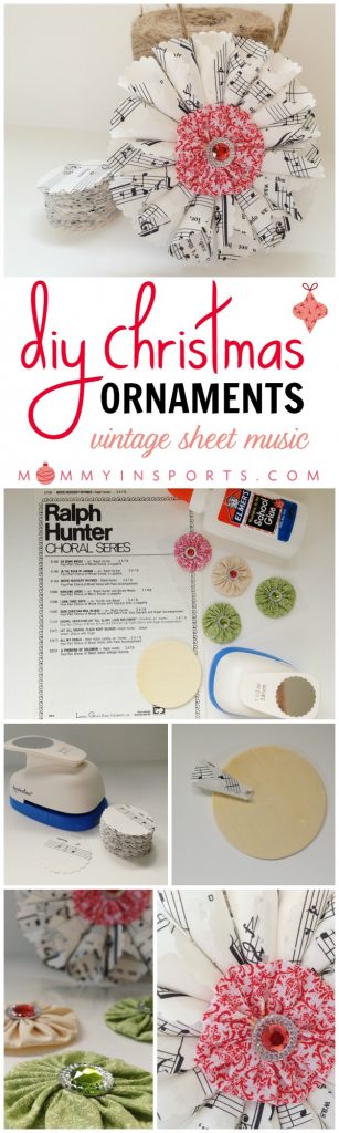 Looking for a cute gift for teachers, family, or friends? Try these DIY Christmas ornaments with your kids. They look awesome as vintage sheet music ornaments, or you could use old book pages. Homemade gifts are so much fun! 