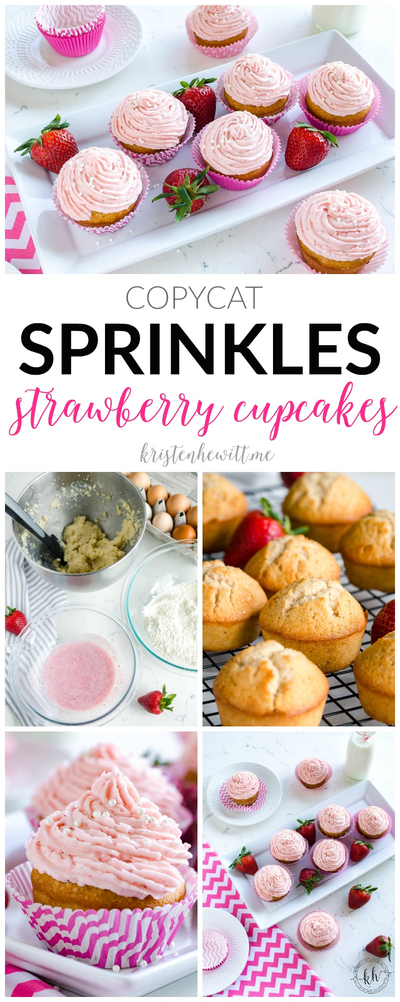 Looking for a decadent cupcake recipe using strawberries? Try this copycat recipe for Sprinkles Strawberry Cupcakes! The best cupcake you'll ever try!