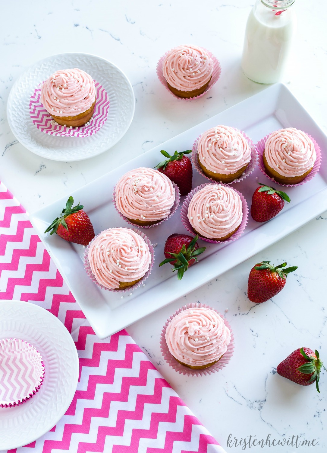 Looking for a decadent cupcake recipe using strawberries? Try this copycat recipe for Sprinkles Strawberry Cupcakes! The best cupcake you'll ever try!