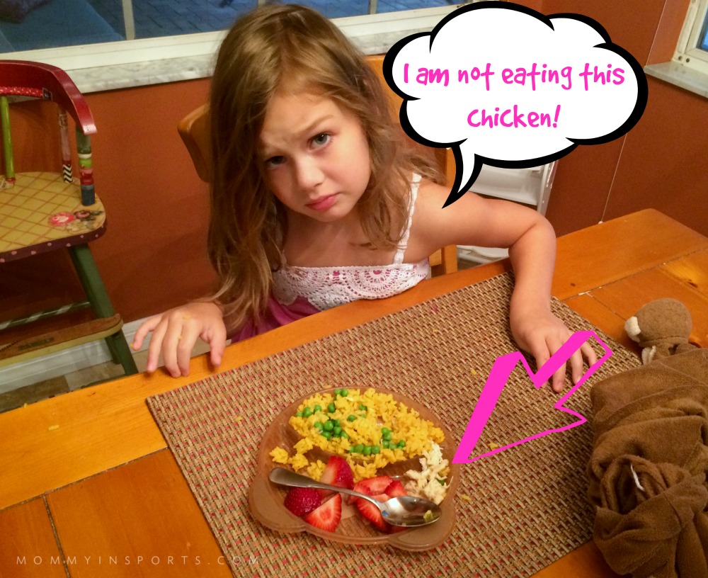 Love how she moved the chicken to one side. (She is soooo not going to like this when she can read. )