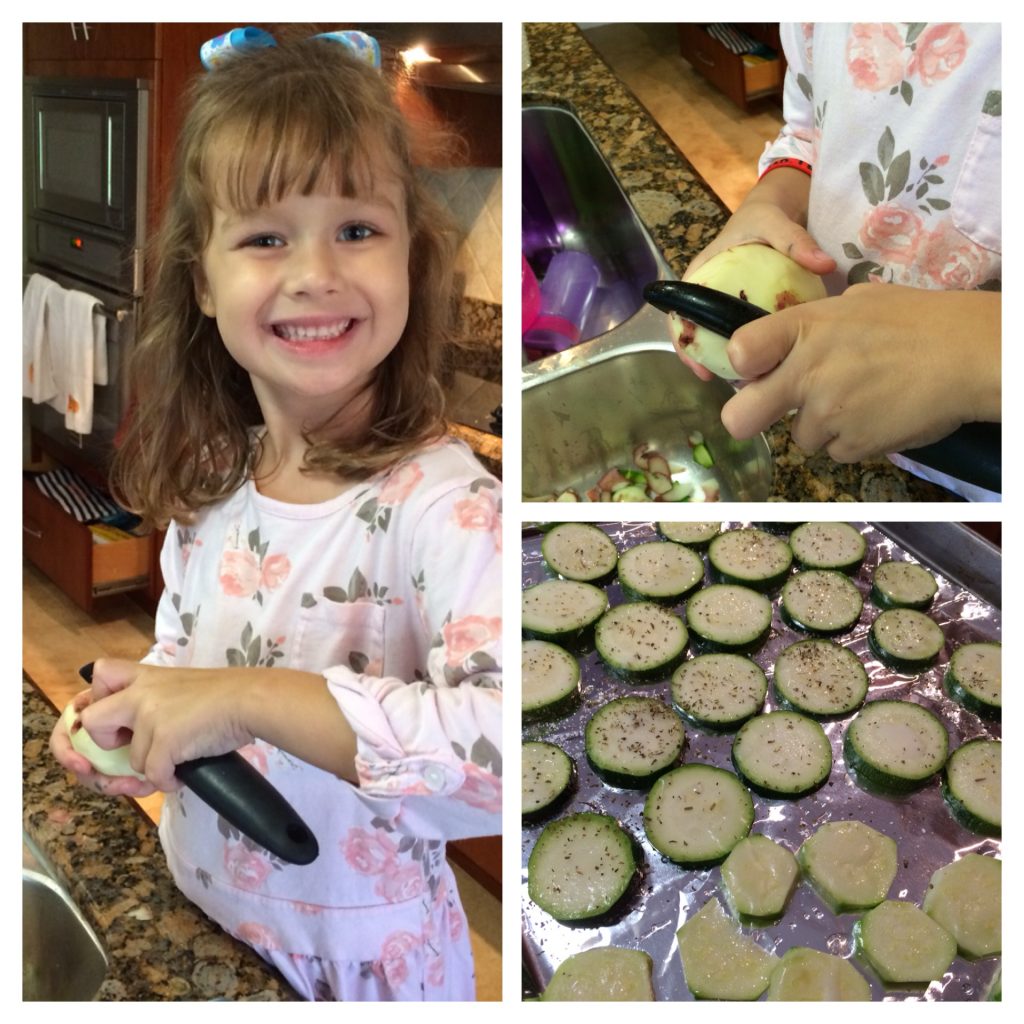 Lila peeling potatoes