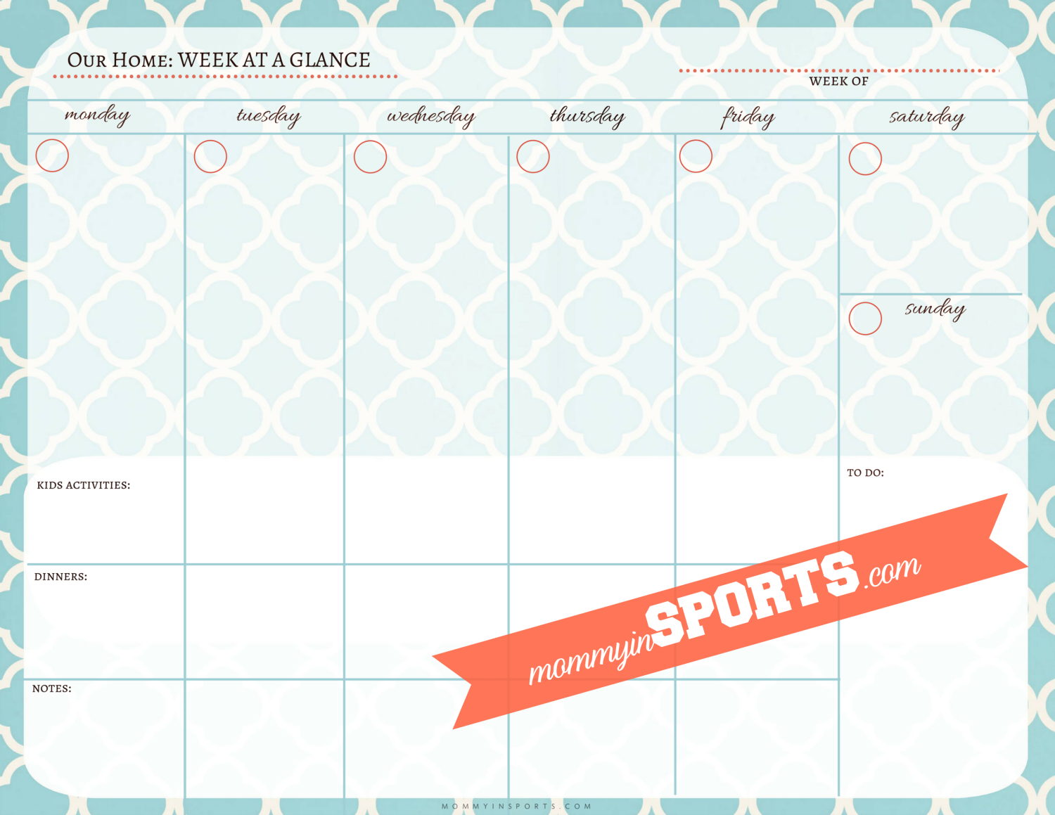 Weekly Printable Calendar Template