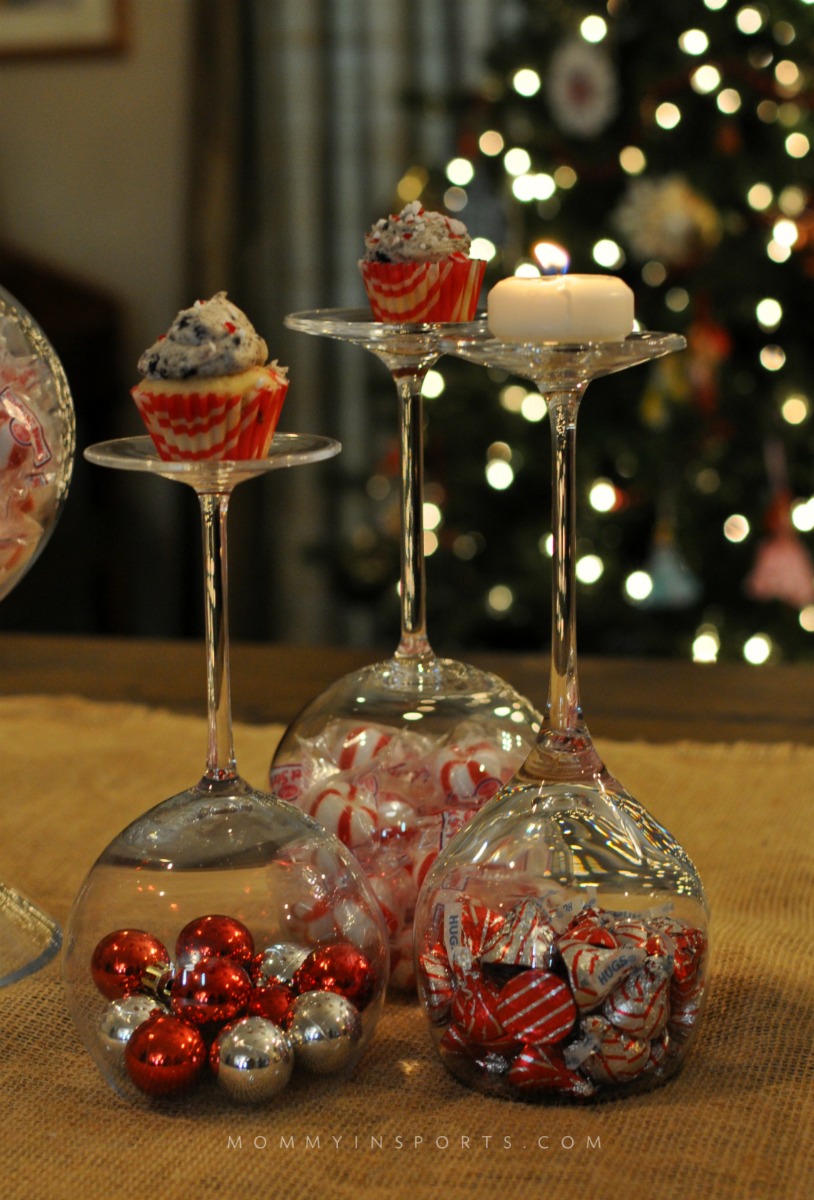 DIY upside down wine glass christmas decoration tutorial for the holidays