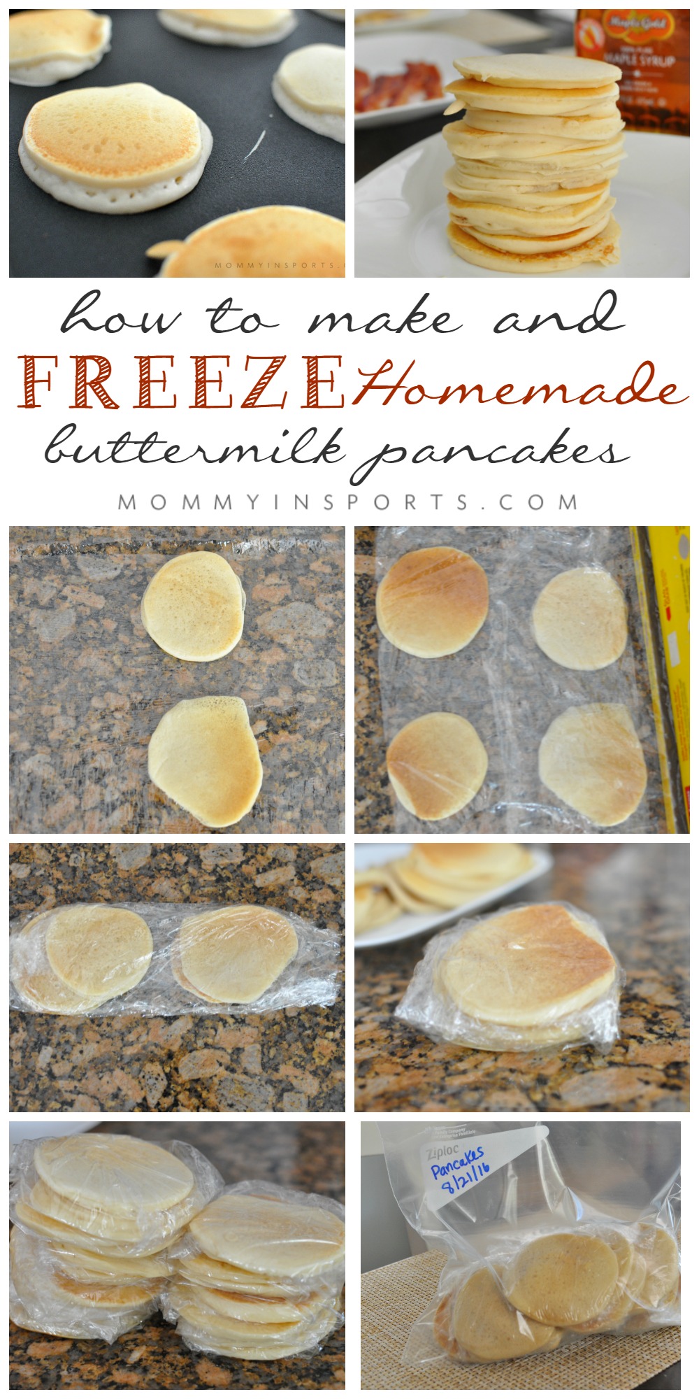 Want to make homemade buttermilk pancakes from scratch but not sure where to start? Try this simple recipe and steps to freeze for your family later!