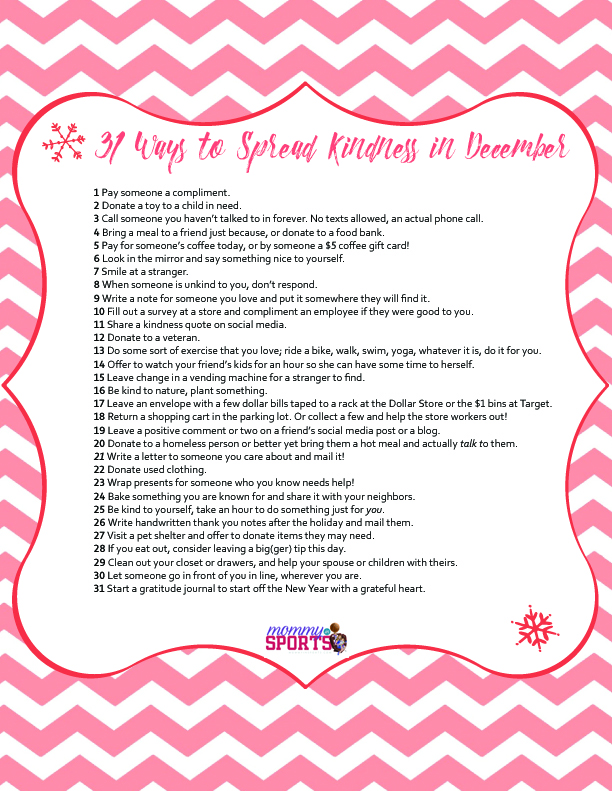 Are you feeling blue this holiday season? Let's raise everyone's spirits with these 31 ways to spread kindness in December. One for each day!