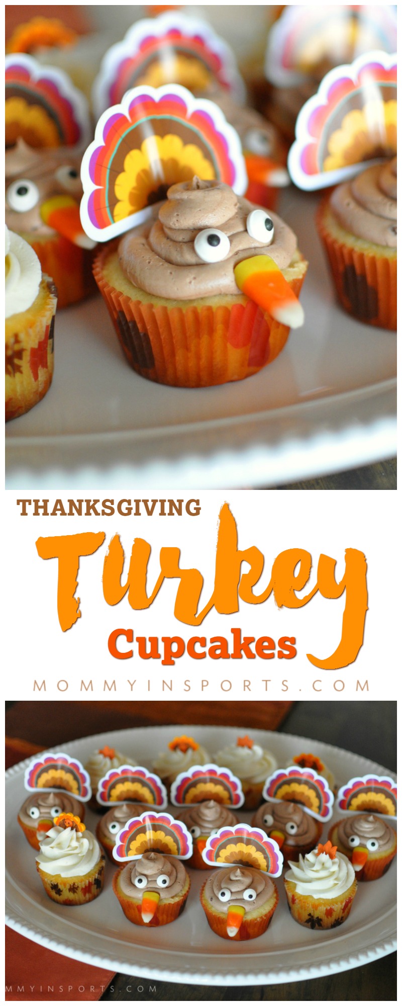 Need a dessert your friends and family will gobble up on Thanksgiving? Try these too cute Thanksgiving Turkey Cupcakes!