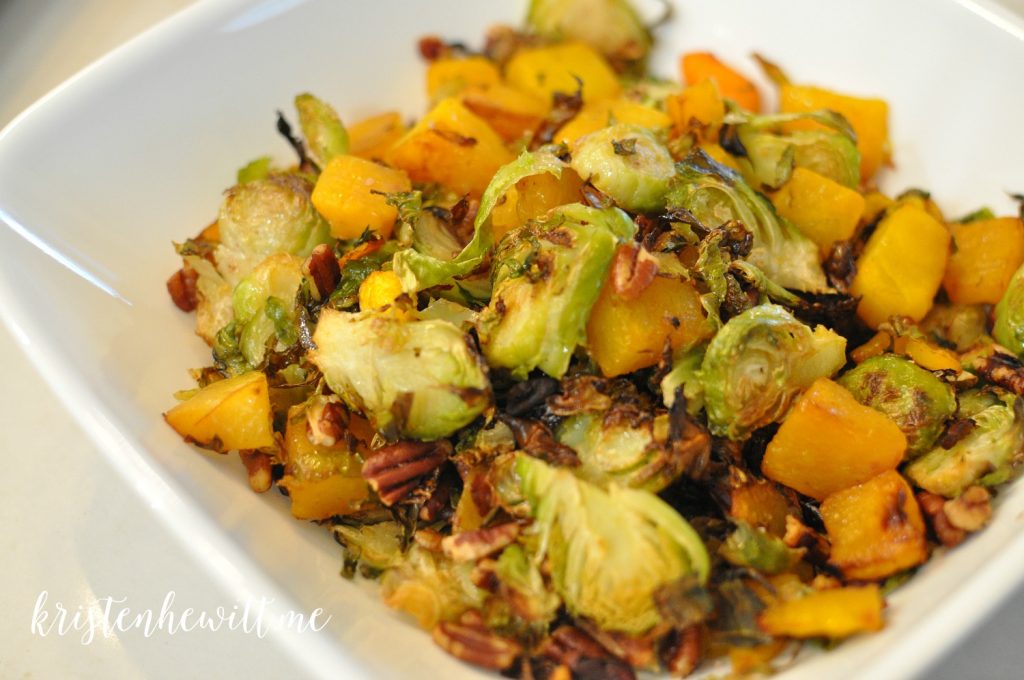 Looking for a new side or meal that is filling, simple and DELISH? Seriously, this is the easiest and best butternut squash and brussels sprouts side ever!