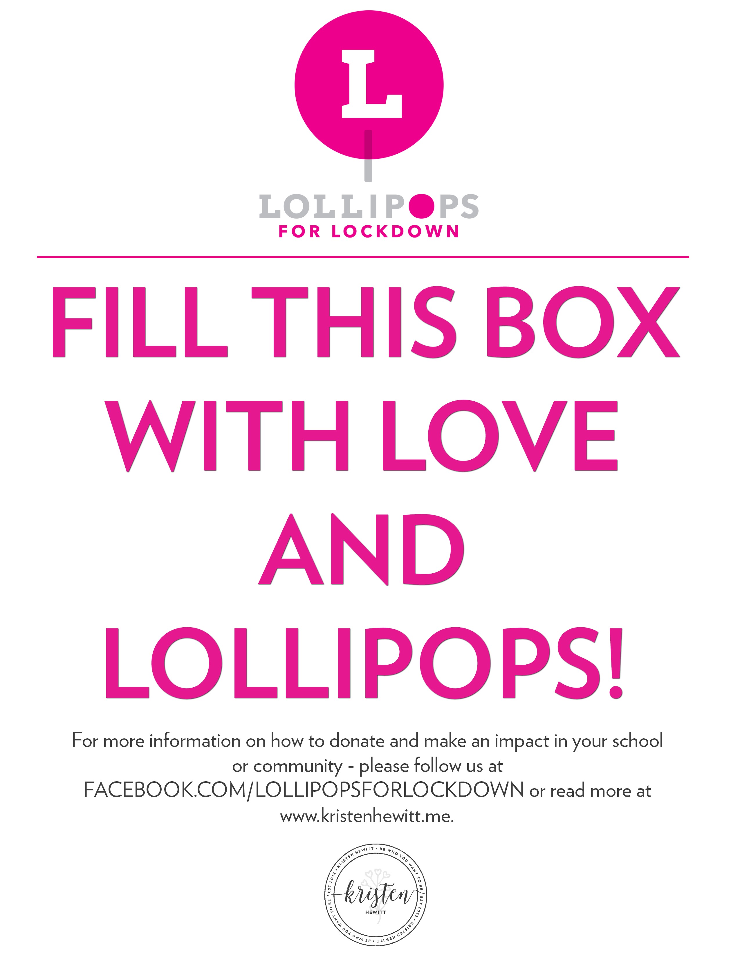 Looking for ways to help our schools during these troubled times? Then join us at Lollipops for Lockdowns and let's give our teachers and kids something simple to help make lockdown drills easier.